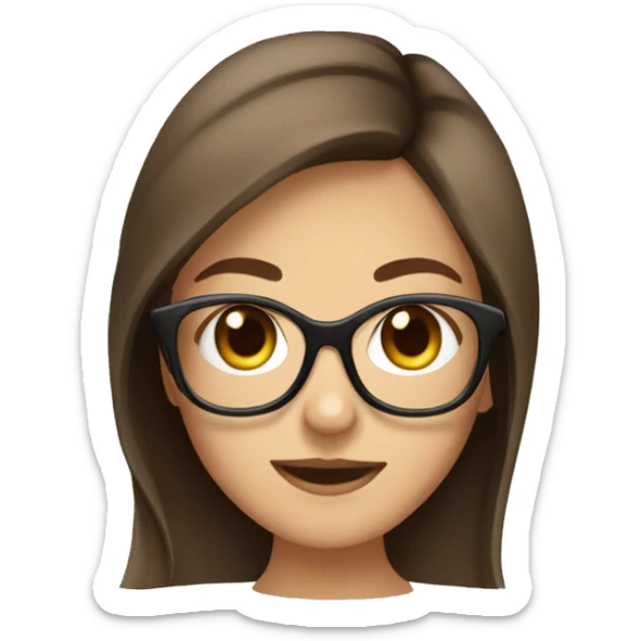 A pretty girl with glasses and brown hair sticker