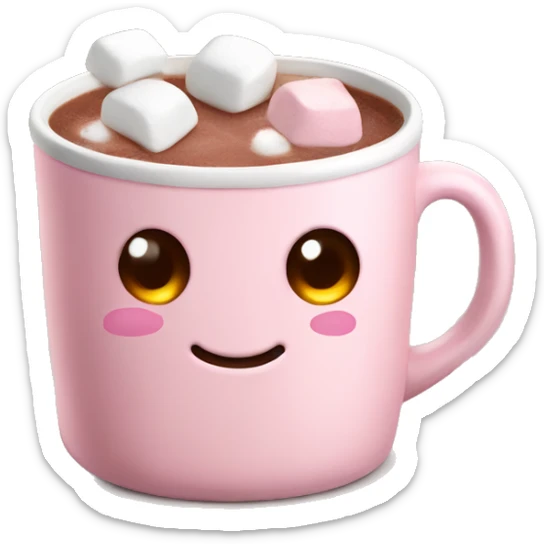Light Pink mug of hot chocolate with marshmallows  sticker