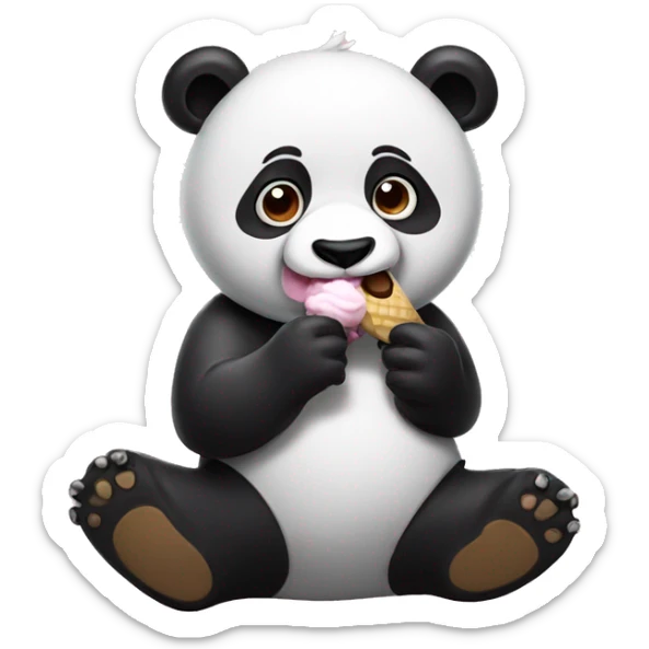 Panda eating ice cream sticker