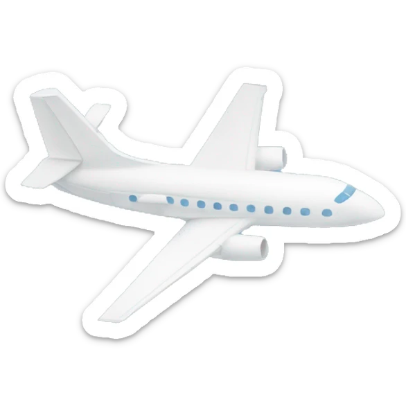 Avion de papel color blanco vista al norte con un fondo color azul sticker