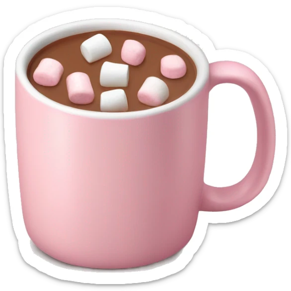 Light Pink mug of hot chocolate with marshmallows  sticker