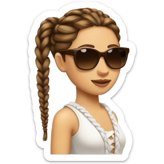 amazon with French braids, brown hair and sunglasses sticker