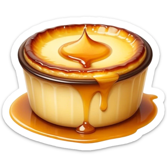Cinematic Realistic Cr√®me Br√ªl√©e Dessert Emoji, depicted as a rich custard with a perfectly caramelized sugar top rendered with exquisite textures and warm, inviting lighting. sticker