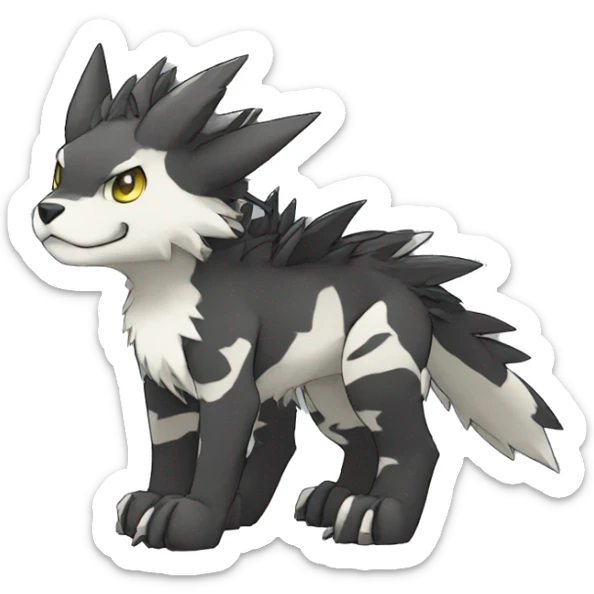 cute cool edgy Digimon-Fakemon-animal with cool markings full body sticker