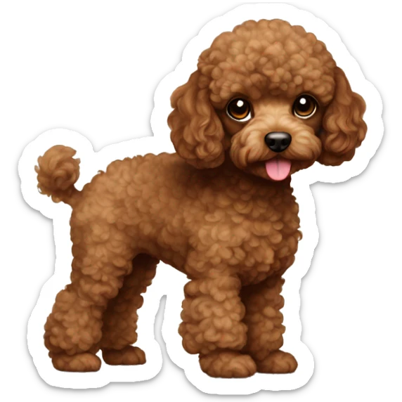 Brown toy poodle pup sticker