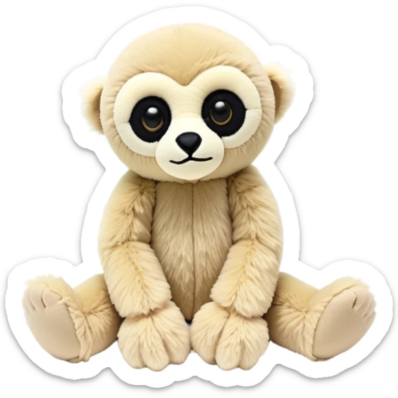 lar gibbon jellycat stuffed animal plush, soft and cute, kawaii, tiny beady black eyes sticker