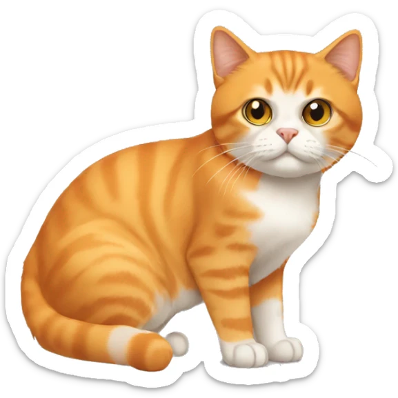 orange cat (a persian shorthair), the head of the cat is round and small. The legs and hands of the cat is a bit shorter. sticker