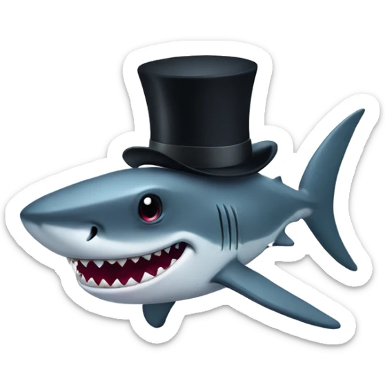 Shark with a top hat sticker