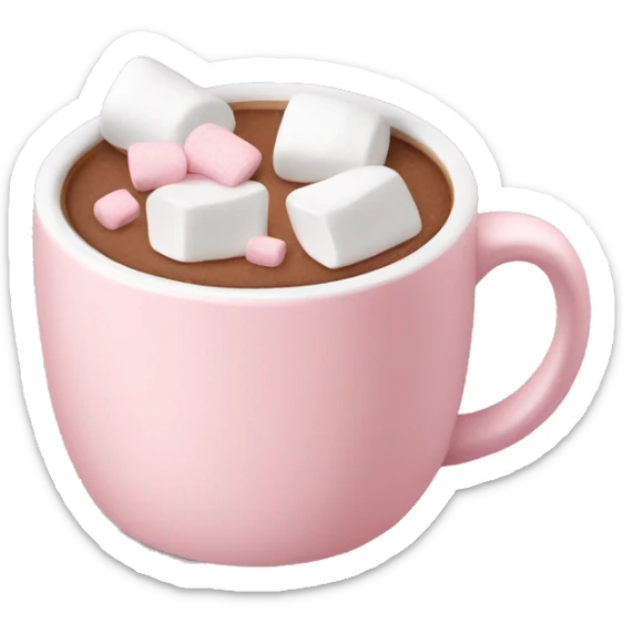 Light Pink mug of hot chocolate with marshmallows  sticker