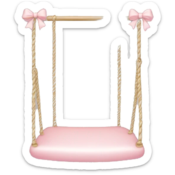 Generate an emoji of a delicate swing adorned with bows and pastel tones. sticker