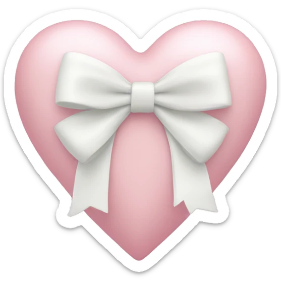 Pastel pink heart with white bow sticker
