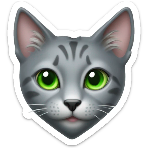 realistic grey cat jewelry display in form of a heart with green eyes sticker
