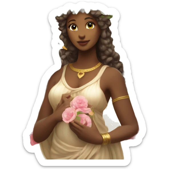 Aphrodite with a flower crown and a dove and hearts. Goddess of love from Greek mythology  sticker