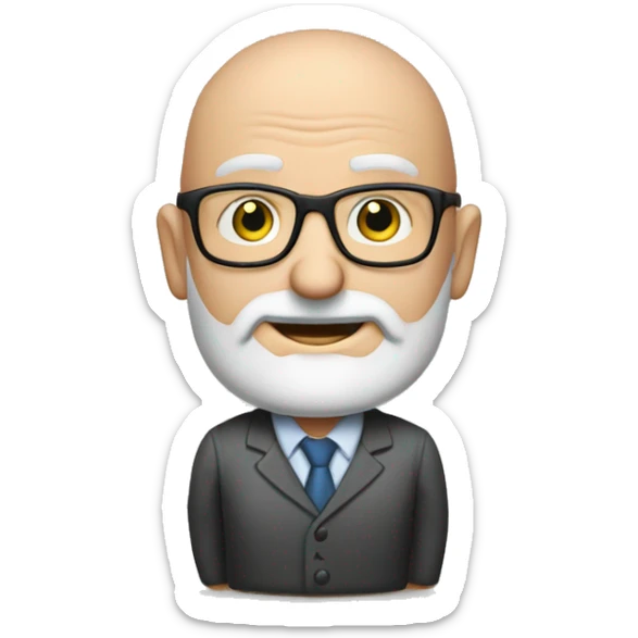 A man of 50 years, bald, with beard, glasses and his position is CFO in a high tech company. Include bills in his hand sticker