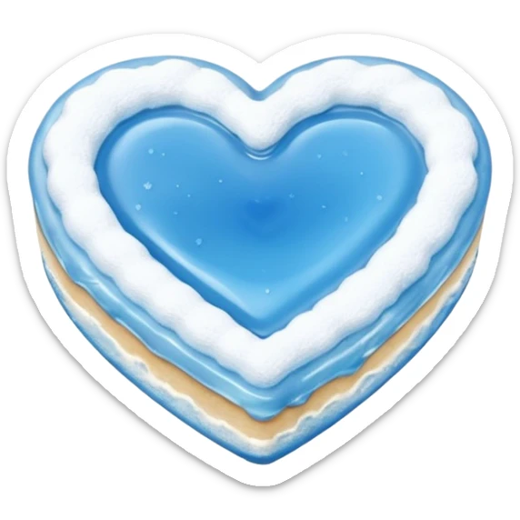 Realistic shortbread cookie in the shape of a heart with Carolina Blue color jelly middle filling and sprinkled powder sugar on top. sticker
