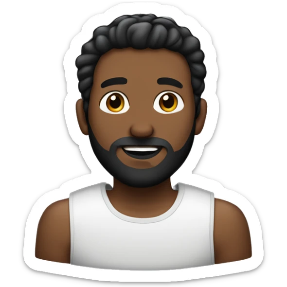 Un jeune homme noir avec une barbe légèrement fournie, des cheveux coiffés noirs et un regard confiant sticker