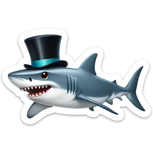 Shark with a top hat sticker