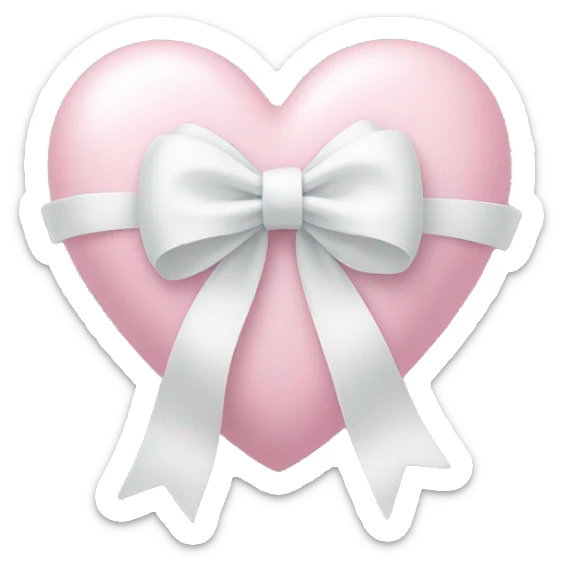 Pastel pink heart with white bow sticker