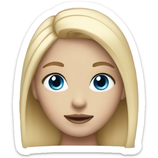 a girl with blue eyes and blond hair and blue body color sticker