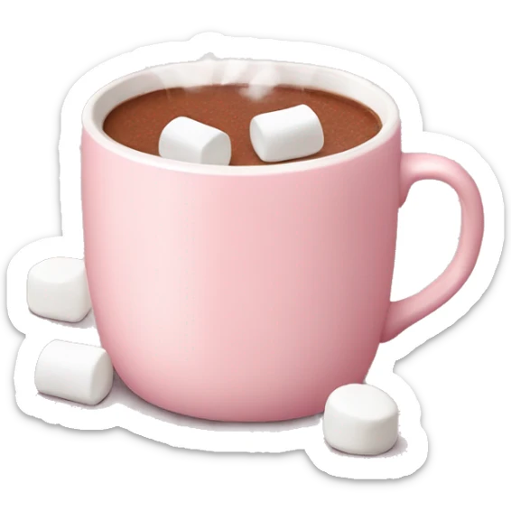 Light Pink mug of hot chocolate with marshmallows  sticker