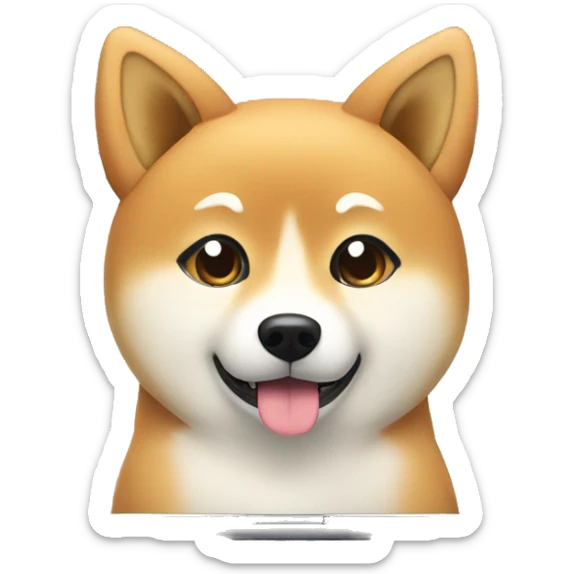 a shiba inu typing on a laptop in cute kawaii style sticker