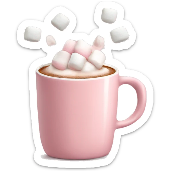 Light Pink mug of hot chocolate with marshmallows  sticker