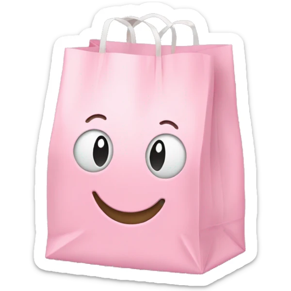 An emoji of a grocery bag in pastel pink sticker