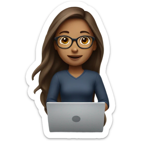 girl-brown-long-hair-with-laptop-and-glasses-white-skin sticker