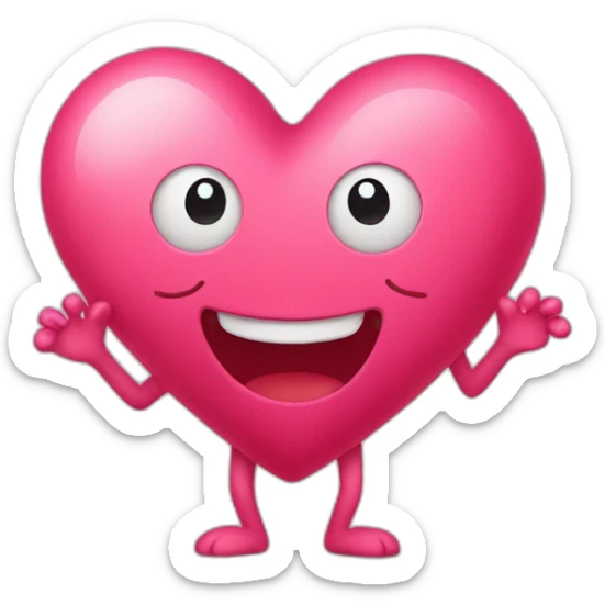 Heart with a sweet face with arms and legs coming out of it sticker