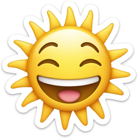 Emoji showing a feeling of joy, eyes resembling the sun, a smiling face. sticker