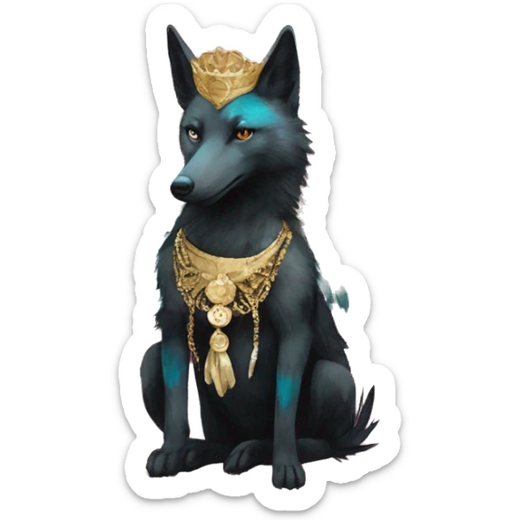 Dark black Beige cyan Pink magenta burgundy maroon cyan beige gray coyote black stripes wearing gold jewellery gold piercings gold gilded vintage watercolour tie dye black raven wings sticker