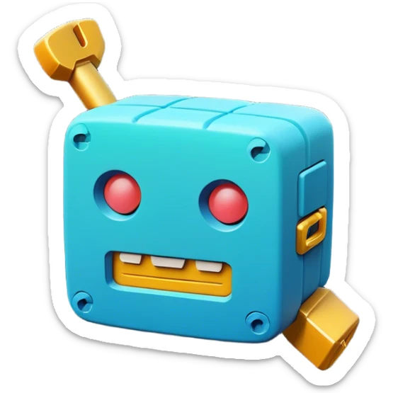 Clash of Clans aesthetic: Cinematic Playful Pixel 3D Key Emoji, rendered in a 3D vector-style similar to standard emojis with minimal shading and bold, simplified shapes. A compact, distinct form with signature details, softly glowing with a pixelated adventure charm. Simplified yet unmistakably iconic, highly detailed and consistent, glowing with a soft radiance and high shine. Stylized with a touch of classic pixel-art charm and a soft glowing outline, capturing the essence of a beloved gaming relic with a friendly, playful manner! sticker