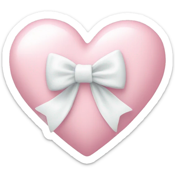 Pastel pink heart with white bow sticker
