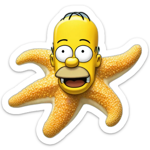 Homer Simpson from the cartoon "The Simpsons" with the body of a starfish sticker
