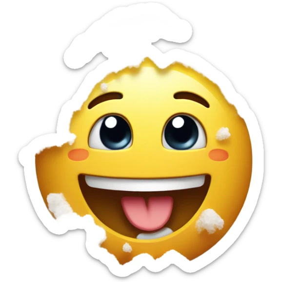 Happy emoji with a pile of salt ￼ sticker