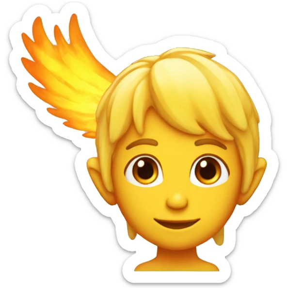 Yellow hair elf with orange angel halo made of fire sticker