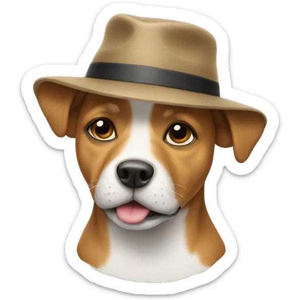 Dog with a hat sticker