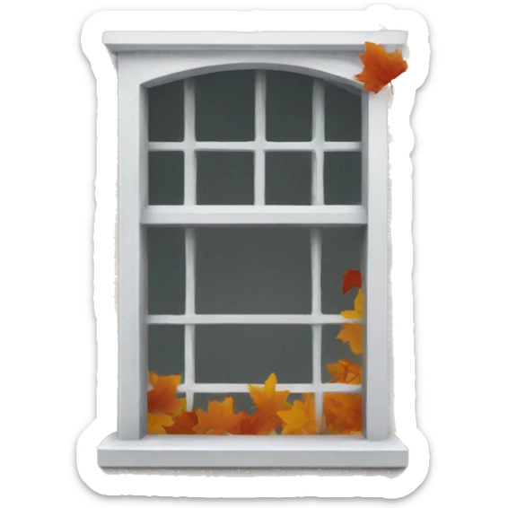 window with fall leaves outside sticker