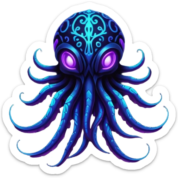 Black Dark Tropical Exotic Nocturnal Neon-glowing Abyssal Nightly Abyss-Fakémon-Creature sticker