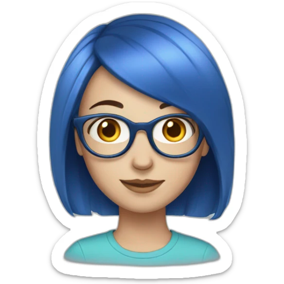 White Girl with blue bob hair, glasses and freckles sticker