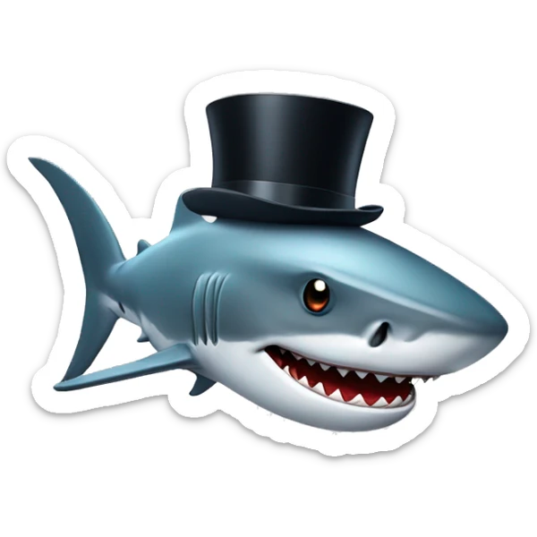 Shark with a top hat sticker