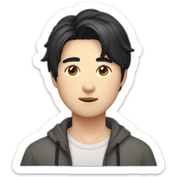 Korean man ,30 years old, with black hair,and he’s look like cat sticker