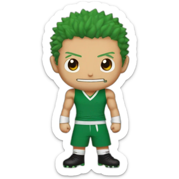 rononoa zoro de one piece qui porte le maillot de foot de l'Algérie sticker