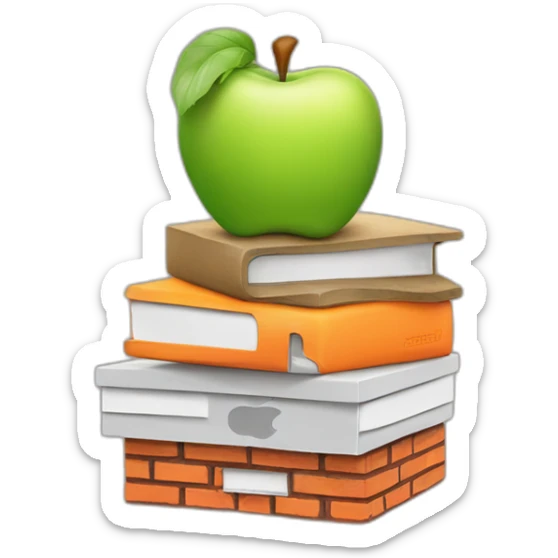stack of macbook on top of apple on top of orange on top of brick on top of lizard on top of bird sticker