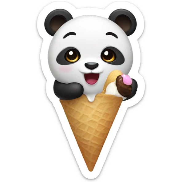 Panda eating ice cream sticker