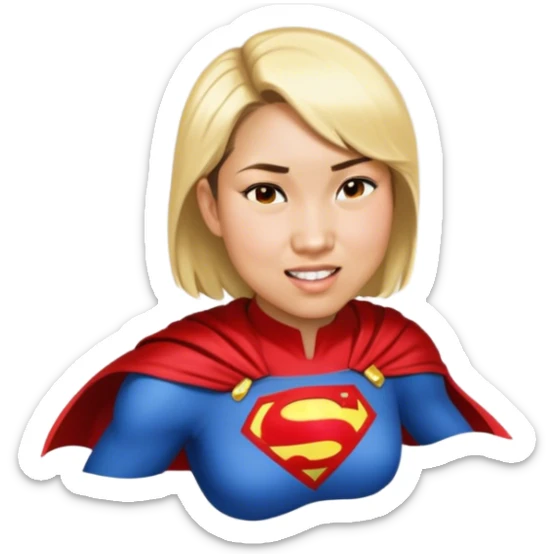 Asian brown hair superhero wife sticker