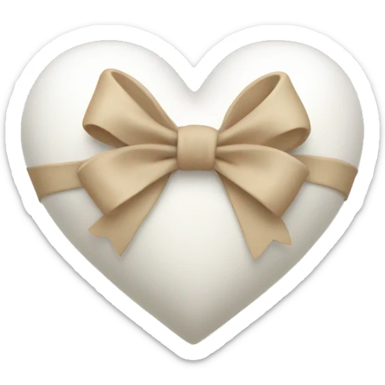 white heart with beige bow sticker