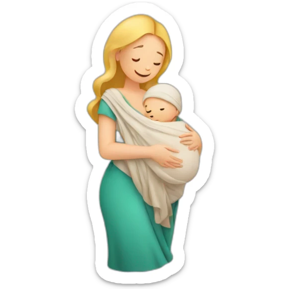 European pregnancy Babywearing mom with baby and wrap sticker