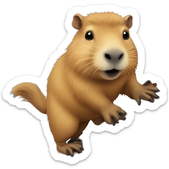 Capybara snowboarding sticker