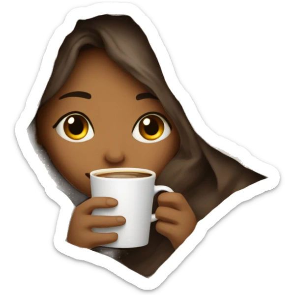 girl inside a blanket sipping coffee eyes closed sticker